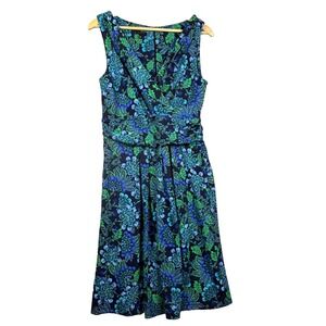 Talbots Women Jersey Knit Faux Wrap Sleeveless Midi Dress Sz 10 Comfort Casual